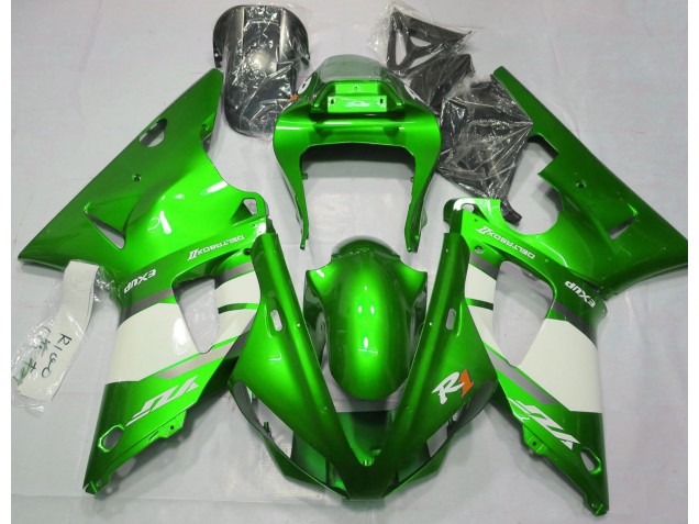 00-01 Vert Électrique & Blanc R1 Carénage Moto 00-01 Vert Électrique & Blanc R1 Carénage Moto