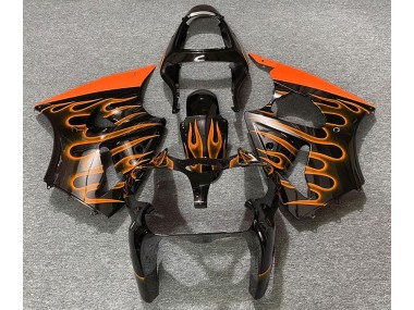 00-02 Noir Brillant & Orange Flamme ZX6R Carénage Moto