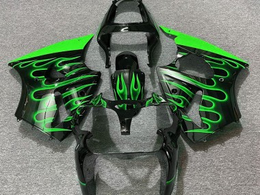 00-02 Noir Brillant & Vert Flamme ZX6R Carénage Moto