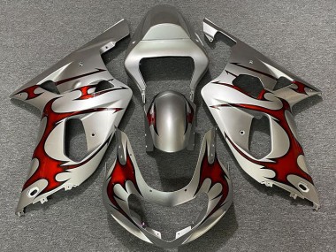 01-03 Argent Brillant & Rouge GSXR 600-750 Carénage Moto