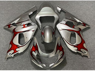 01-03 Argent Brillant & Rouge GSXR 600-750 Carénage Moto
