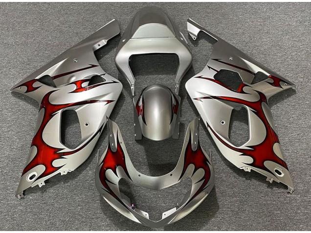 01-03 Argent Brillant & Rouge GSXR 600-750 Carénage Moto 01-03 Argent Brillant & Rouge GSXR 600-750 Carénage Moto
