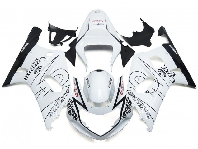 01-03 Blanc Brillant Corona & Noir GSXR 600-750 Carénage Moto 01-03 Blanc Brillant Corona & Noir GSXR 600-750 Carénage Moto