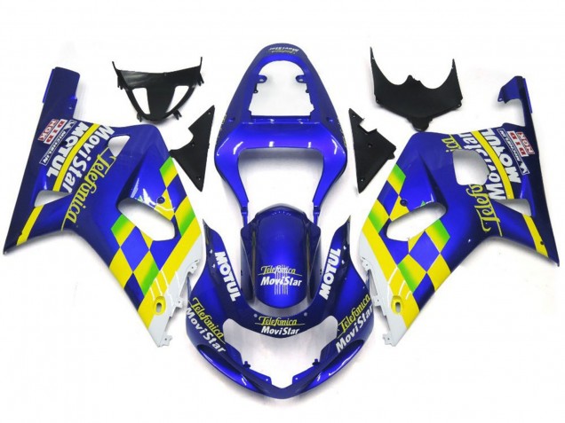 01-03 Movistar Bleu Brillant GSXR 600-750 Carénage Moto 01-03 Movistar Bleu Brillant GSXR 600-750 Carénage Moto