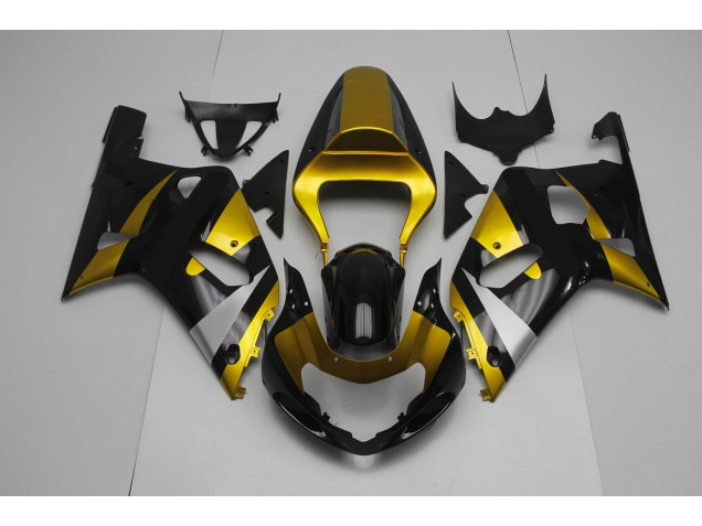 01-03 Noir Brillant & Or GSXR 600-750 Carénage Moto 01-03 Noir Brillant & Or GSXR 600-750 Carénage Moto