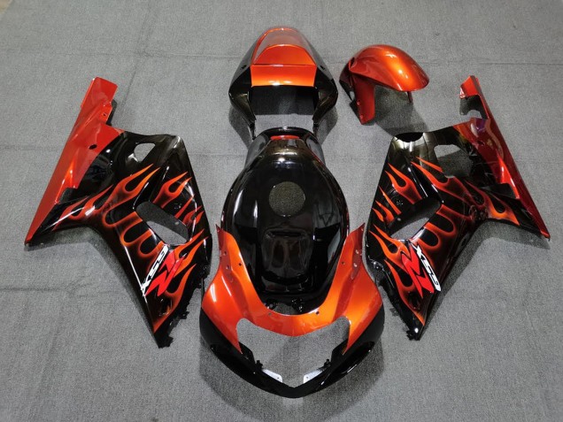 01-03 Noir Brillant & Orange GSXR 600-750 Carénage Moto 01-03 Noir Brillant & Orange GSXR 600-750 Carénage Moto
