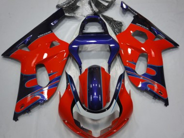 01-03 Rouge Brillant & Bleu GSXR 600-750 Carénage Moto