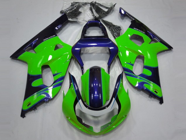 01-03 Vert Brillant & Bleu GSXR 600-750 Carénage Moto 01-03 Vert Brillant & Bleu GSXR 600-750 Carénage Moto