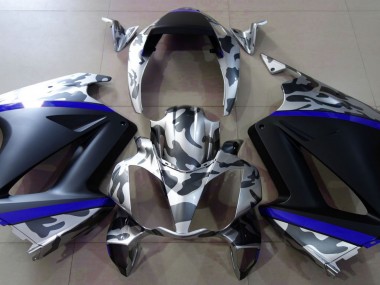 02-12 Gris Camouflage & Bleu VFR800 Carénage Moto