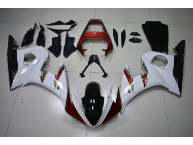 03-04 Accents Blanc Brillant & Rouge R6 Carénage Moto