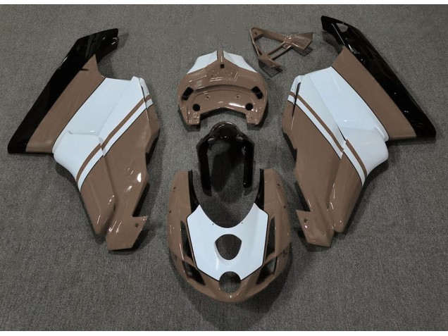 03-04 Brun Brillant & Blanc Ducati 749 999 Carénage Moto 03-04 Brun Brillant & Blanc Ducati 749 999 Carénage Moto