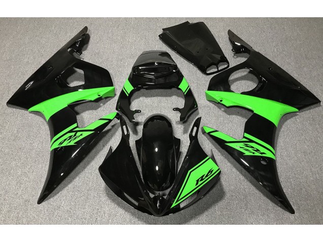03-04 Noir Brillant & Vert R6 Carénage Moto 03-04 Noir Brillant & Vert R6 Carénage Moto