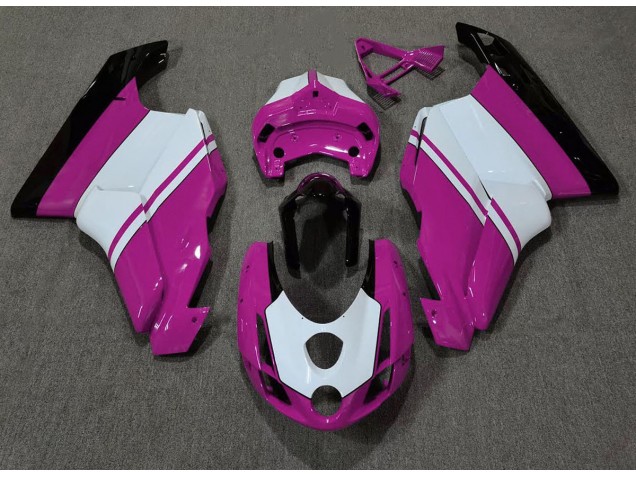 03-04 Rose Brillant & Blanc Ducati 749 999 Carénage Moto 03-04 Rose Brillant & Blanc Ducati 749 999 Carénage Moto