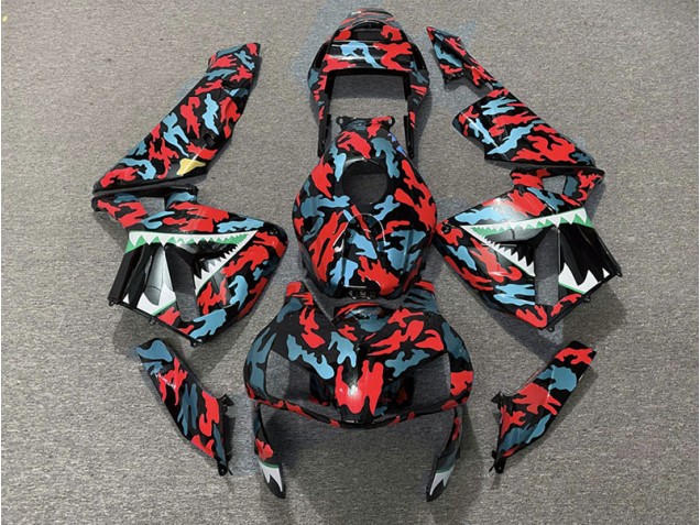 03-04 Rouge & Bleu Camo CBR600RR Carénage Moto 03-04 Rouge & Bleu Camo CBR600RR Carénage Moto