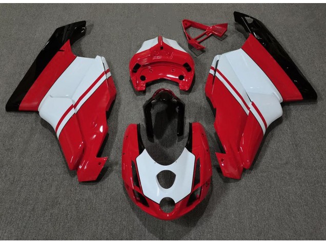03-04 Rouge Brillant & Blanc Ducati 749 999 Carénage Moto