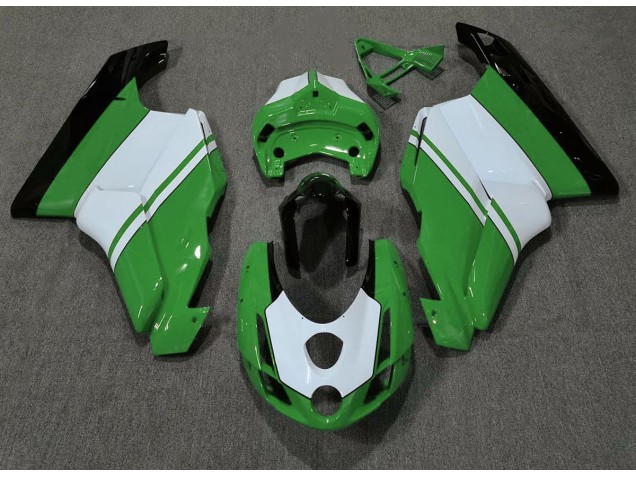 03-04 Vert Brillant & Blanc Ducati 749 999 Carénage Moto 03-04 Vert Brillant & Blanc Ducati 749 999 Carénage Moto