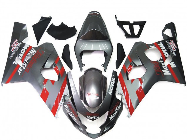 04-05 Argent & Rouge Movistar GSXR 600-750 Carénage Moto 04-05 Argent & Rouge Movistar GSXR 600-750 Carénage Moto