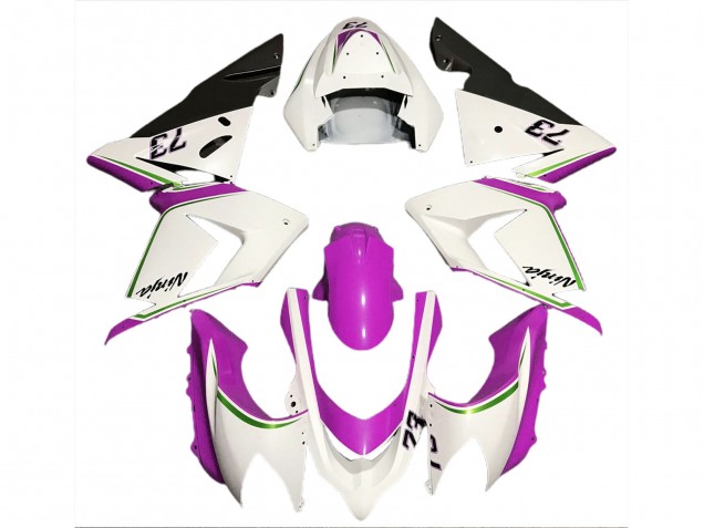 04-05 Blanc Brillant & Rose ZX10R Carénage Moto 04-05 Blanc Brillant & Rose ZX10R Carénage Moto