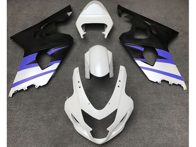 04-05 Blanc Mat & Bleu GSXR 600-750 Carénage Moto 04-05 Blanc Mat & Bleu GSXR 600-750 Carénage Moto