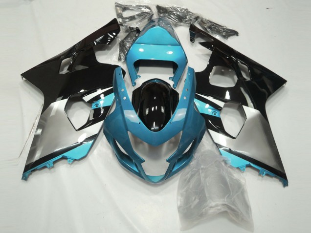 04-05 Bleu Clair Argent & Noir GSXR 600-750 Carénage Moto 04-05 Bleu Clair Argent & Noir GSXR 600-750 Carénage Moto