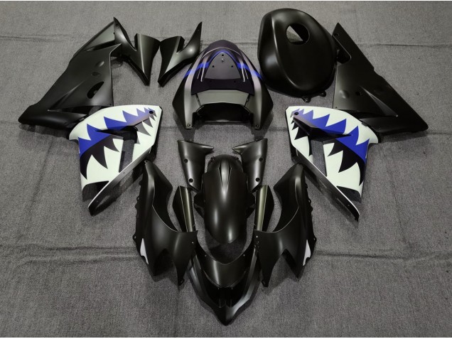 04-05 Requin Noir Mat & Bleu Foncé ZX10R Carénage Moto 04-05 Requin Noir Mat & Bleu Foncé ZX10R Carénage Moto