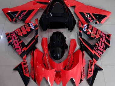 04-05 Rouge & Noir & Logos ZX10R Carénage Moto