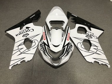 04-05 Style Noir & Blanc Brillant Corona GSXR 600-750 Carénage Moto