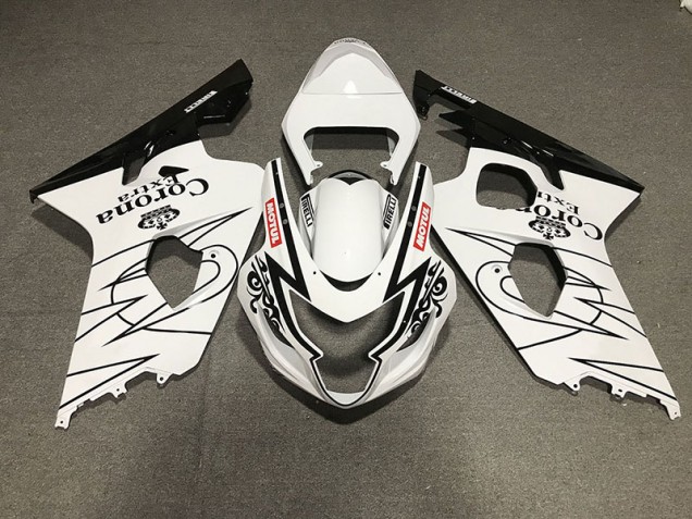 04-05 Style Noir & Blanc Brillant Corona GSXR 600-750 Carénage Moto 04-05 Style Noir & Blanc Brillant Corona GSXR 600-750 Carénage Moto
