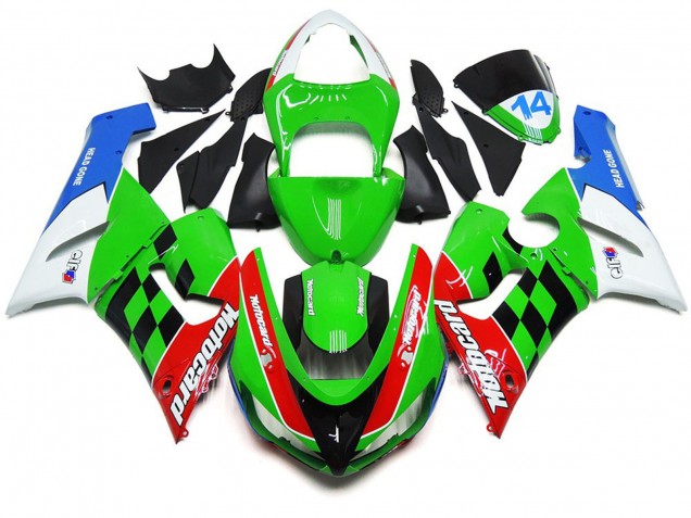 05-06 Chèque Multicolore ZX6R Carénage Moto 05-06 Chèque Multicolore ZX6R Carénage Moto