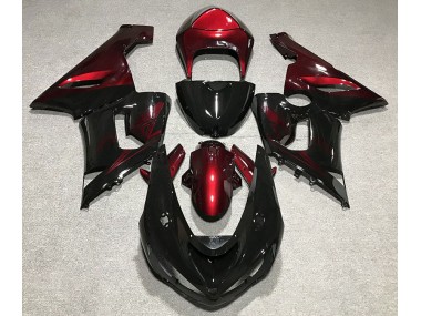 05-06 Noir Brillant & Rouge Profond ZX6R Carénage Moto