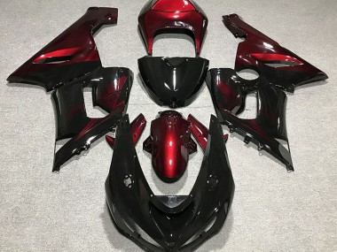 05-06 Noir Brillant & Rouge Profond ZX6R Carénage Moto