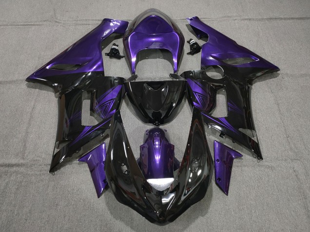 05-06 Noir Brillant & Violet ZX6R Carénage Moto 05-06 Noir Brillant & Violet ZX6R Carénage Moto