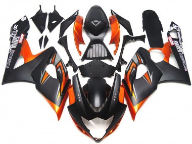 05-06 Noir Mat & Brillant Personnalisé & Orange GSXR 1000 Carénage Moto