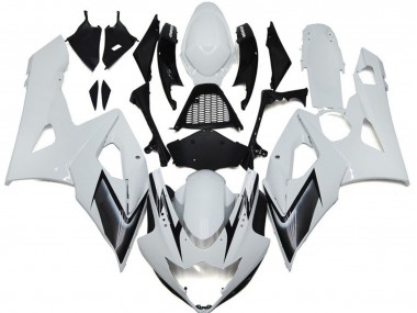 05-06 Style Blanc Brillant Avec Des Notes Argentées GSXR 1000 Carénage Moto