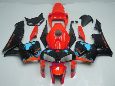 05-06 Éclaboussures Bleu Clair Sur Rouge CBR600RR Carénage Moto