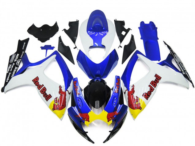 06-07 Blanc & Bleu Rouge Taureau Personnalisé GSXR 600-750 Carénage Moto 06-07 Blanc & Bleu Rouge Taureau Personnalisé GSXR 600-750 Carénage Moto