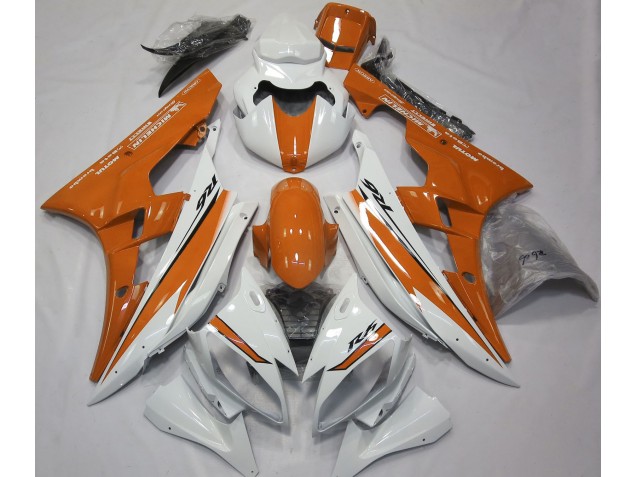06-07 Blanc Brillant & Orange R6 Carénage Moto