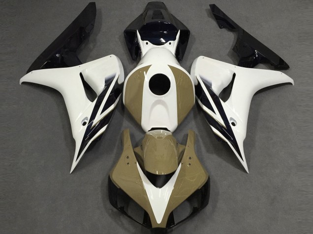 06-07 Blanc Brillant Tan Noir CBR1000RR Carénage Moto 06-07 Blanc Brillant Tan Noir CBR1000RR Carénage Moto
