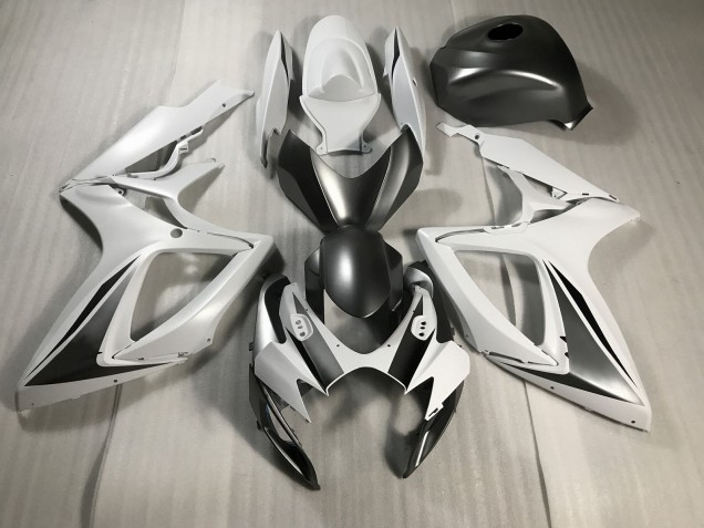 06-07 Blanc Mat & Gris GSXR 600-750 Carénage Moto 06-07 Blanc Mat & Gris GSXR 600-750 Carénage Moto
