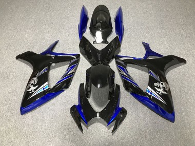 06-07 Bleu Brillant & Noir Personnalisé GSXR 600-750 Carénage Moto