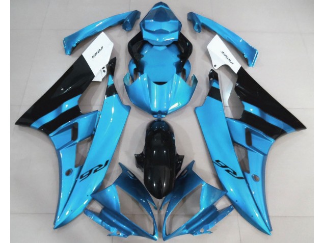 06-07 Bleu Clair Brillant & Noir R6 Carénage Moto 06-07 Bleu Clair Brillant & Noir R6 Carénage Moto