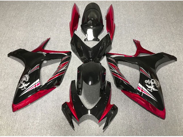 06-07 Design Rouge Brillant & Noir GSXR 600-750 Carénage Moto 06-07 Design Rouge Brillant & Noir GSXR 600-750 Carénage Moto