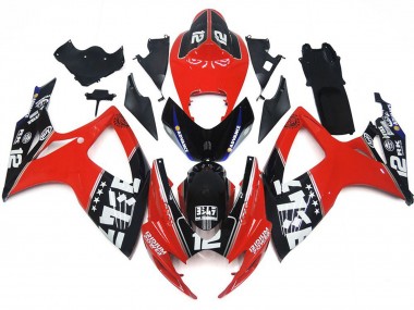 06-07 Logos Rouges & Noirs Personnalisés GSXR 600-750 Carénage Moto