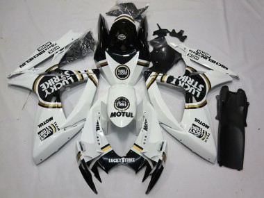 06-07 Noir Blanc Lucky Strike GSXR 600-750 Carénage Moto