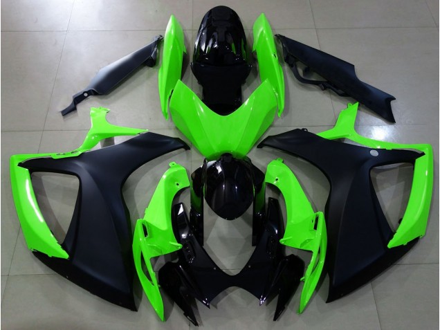 06-07 Noir Mat & Vert GSXR 600-750 Carénage Moto 06-07 Noir Mat & Vert GSXR 600-750 Carénage Moto