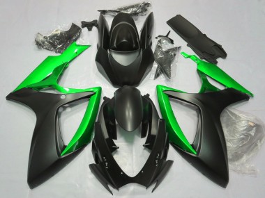 06-07 Noir Mat & Vert GSXR 600-750 Carénage Moto