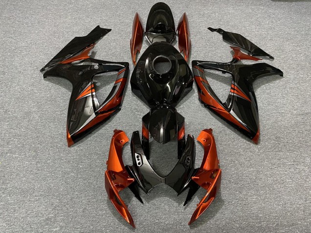 06-07 Noir & Orange Brûlé GSXR 600-750 Carénage Moto 06-07 Noir & Orange Brûlé GSXR 600-750 Carénage Moto