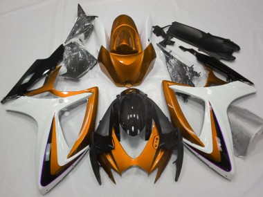 06-07 Orange & Blanc Débadgé GSXR 600-750 Carénage Moto