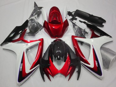 06-07 Rouge & Blanc Débadgé GSXR 600-750 Carénage Moto