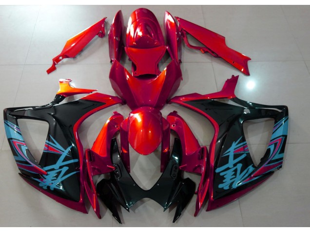 06-07 Rouge Brillant & Noir GSXR 600-750 Carénage Moto 06-07 Rouge Brillant & Noir GSXR 600-750 Carénage Moto